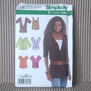 Simplicity Misses' Pull On Knit Tops Pattern Size 14-22